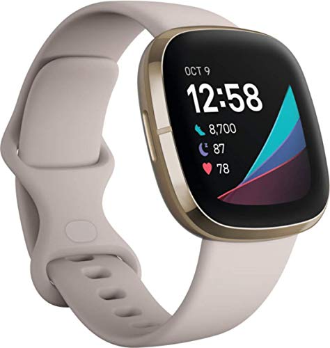 Fitbit Sense - Smartwatch avanzado de salud con herramientas avanzadas de la salud del corazón, gestión del estrés y tendencias de temperatura cutánea, Acero inoxidable dorado con Alexa integrada