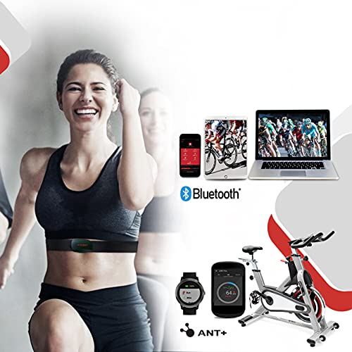 Fitcent Frecuencia Cardíaca Bluetooth Ant+, Sensor de frecuenciacardíaca Banda Monitor Compatible con Garmin Polar Wahoo Zwift Peloton Endomondo