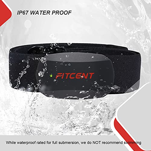 Fitcent Frecuencia Cardíaca Bluetooth Ant+, Sensor de frecuenciacardíaca Banda Monitor Compatible con Garmin Polar Wahoo Zwift Peloton Endomondo