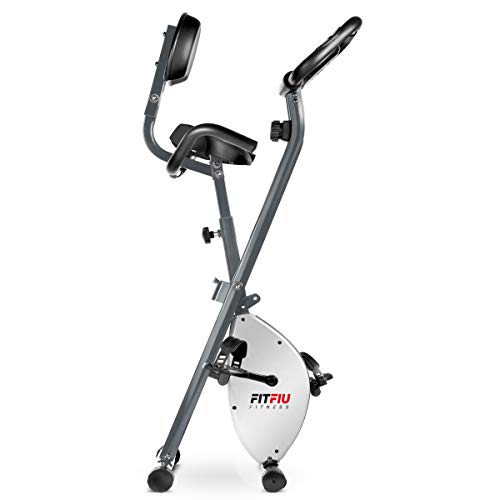 FITFIU Fitness BEST-220 - Bicicleta Estática plegable con respaldo y sillin regulable, disco de inercia de 8 kg, Pulsómetro, 8 niveles de esfuerzo, cardio y rehabilitación, peso máx 110 kg