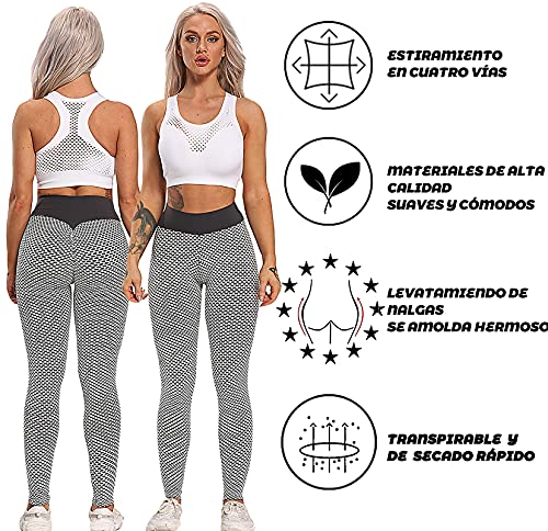 FITTOO Leggings Mallas Mujer Pantalones Deportivos Yoga Alta Cintura Elásticos y Transpirables Gris Extra Chica