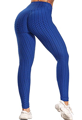 FITTOO Leggings Push Up Mujer Mallas Pantalones Deportivos Alta Cintura Elásticos Yoga Fitness Azul S