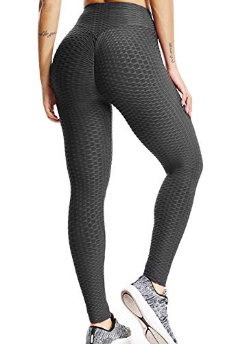 FITTOO Leggings Push Up Mujer Mallas Pantalones Deportivos Alta Cintura Elásticos Yoga Fitness Negro M