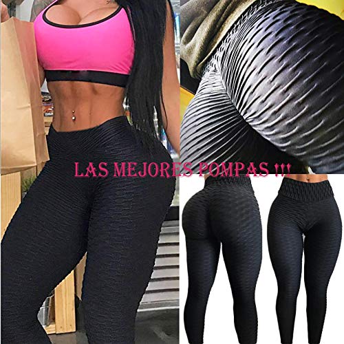 FITTOO Leggings Push Up Mujer Mallas Pantalones Deportivos Alta Cintura Elásticos Yoga Fitness Negro S