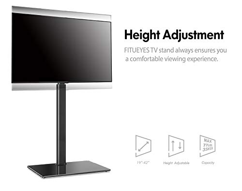 FITUEYES Soporte de televisión de Suelo para Pantalla de Entre 19 y 42 Pulgadas, 16 Alturas Ajustables, Soporte Giratorio e inclinable 70° VESA(200 x 200 mm), gestión de Cables, TT104601GB