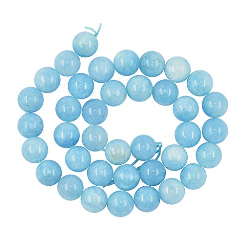 FITYLE 1 Filamento 15inch Jade Azul Natural Suelto Perlas Redondas Fabricación De Joyas - 10 mm