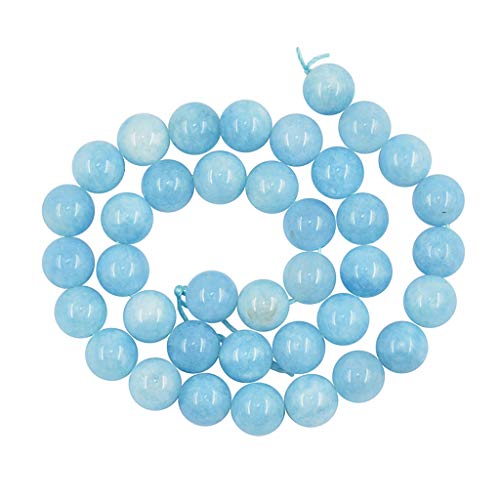 FITYLE 1 Filamento 15inch Jade Azul Natural Suelto Perlas Redondas Fabricación De Joyas - 10 mm
