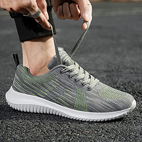 Fitzac Zapatos de los hombres Antideslizante Resistente al desgaste Outdoort Sneakers Volar Tejido Malla Cubierta Penetrante Aire Suave Inferior Correr Zapatillas de Senderismo 40-45, gris, 41 EU