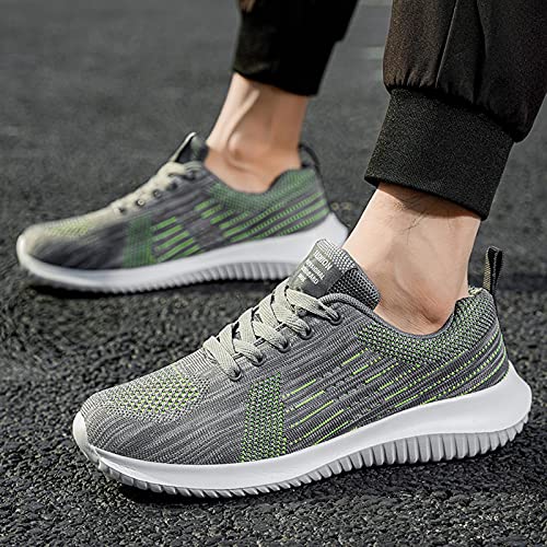 Fitzac Zapatos de los hombres Antideslizante Resistente al desgaste Outdoort Sneakers Volar Tejido Malla Cubierta Penetrante Aire Suave Inferior Correr Zapatillas de Senderismo 40-45, gris, 41 EU