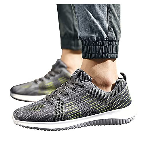 Fitzac Zapatos de los hombres Antideslizante Resistente al desgaste Outdoort Sneakers Volar Tejido Malla Cubierta Penetrante Aire Suave Inferior Correr Zapatillas de Senderismo 40-45, gris, 41 EU