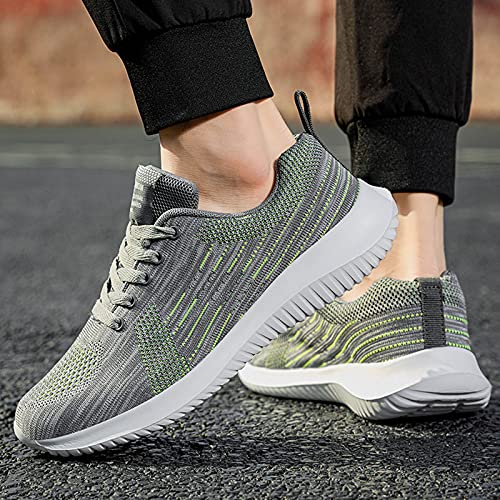 Fitzac Zapatos de los hombres Antideslizante Resistente al desgaste Outdoort Sneakers Volar Tejido Malla Cubierta Penetrante Aire Suave Inferior Correr Zapatillas de Senderismo 40-45, gris, 41 EU