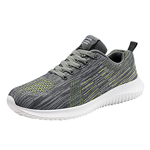 Fitzac Zapatos de los hombres Antideslizante Resistente al desgaste Outdoort Sneakers Volar Tejido Malla Cubierta Penetrante Aire Suave Inferior Correr Zapatillas de Senderismo 40-45, gris, 41 EU