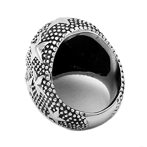 Five-Pointed Star Skull Ring Stainless Steel  Pentagram Star Band Biker Signet Nails Biker Men Ring-10,q