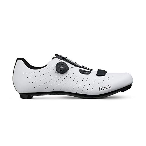 Fizik R5 - Zapato de Ciclismo de Carretera Reforzado con Carbono, microtex, Ajuste Fino, Unisex Hombre, Zapatillas de Ciclismo, TPR5OCMI12010-390, Blanco y Negro, 39 EU