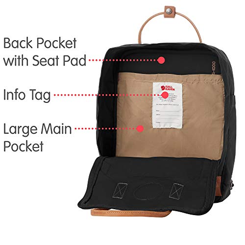 Fjällräven 23565 No. 2 - Mochila tipo casual, 16 litros, Negro, 38 x 27 x 13 cm