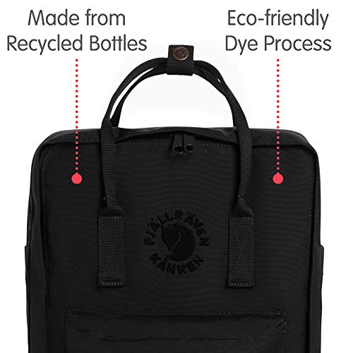 Fjällräven Mochila unisex para adultos Re-kånken, negro, 27x38x13 cm (ancho x alto x profundidad)