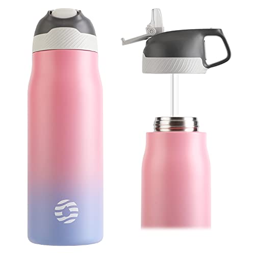 FJbottle Botella de Agua Acero Inoxidable 550ML/710ML, Botella Termica Reutilizable con Pajita, sin BPA, a prueba de fugas, para Bicicleta, Ciclismo, Gimnasio