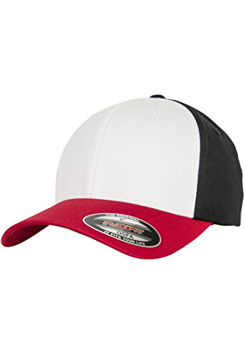 Flexfit 3-Tone Yupoong, Gorro, Rojo, Blanco y Negro, S-M para Hombre