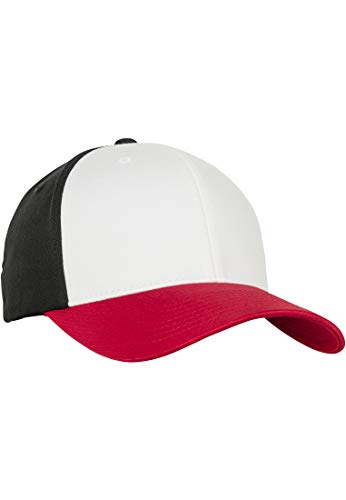 Flexfit 3-Tone Yupoong, Gorro, Rojo, Blanco y Negro, S-M para Hombre