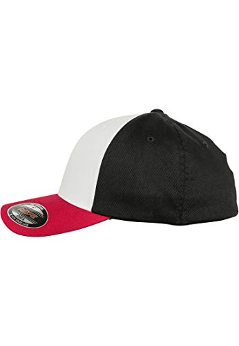 Flexfit 3-Tone Yupoong, Gorro, Rojo, Blanco y Negro, S-M para Hombre