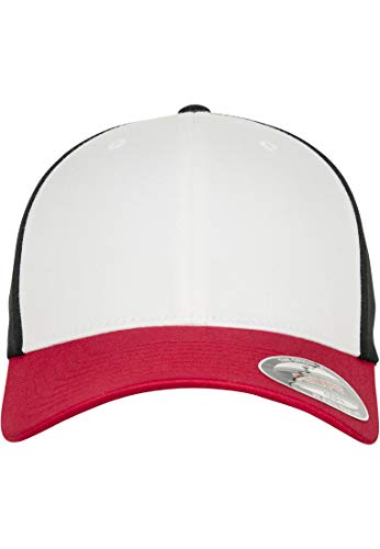 Flexfit 3-Tone Yupoong, Gorro, Rojo, Blanco y Negro, S-M para Hombre