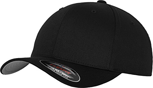 Flexfit Wooly Combed Gorra de béisbol para Unisex adulto, Negro (black), XS/S