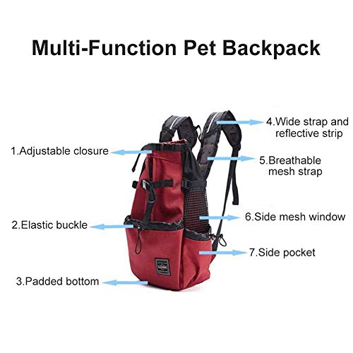 FLkENNEL Mochila Transpirable para Perros y Gatos,Bolsa de Transporte con Trekking Ciclismo Viajes Moto Compras Trekking,Plegable, Conveniente, Caja,Red,L