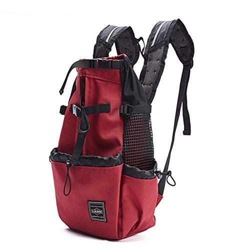 FLkENNEL Mochila Transpirable para Perros y Gatos,Bolsa de Transporte con Trekking Ciclismo Viajes Moto Compras Trekking,Plegable, Conveniente, Caja,Red,L