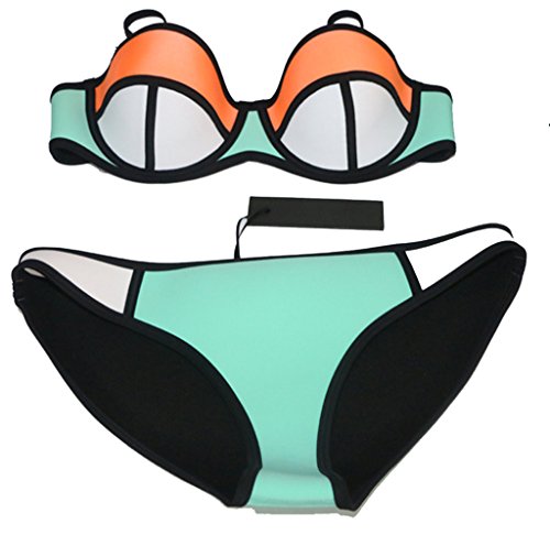 floravogue neopreno Bikini bañadores de Colored Push Up Traje de baño set