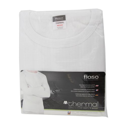 Floso - Camiseta Interior/básica de Manga Larga térmica para Hombre (Gama Alta Viscolatex) (Pequeña (S) Pecho 81-86cm) (Blanco)