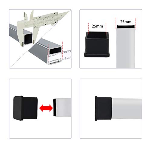 Flyshop Tapas para patas de silla, fundas de mesa de muebles, protectores cuadrados de goma antideslizantes para patas de silla, 4 unidades, 35 * 35mm