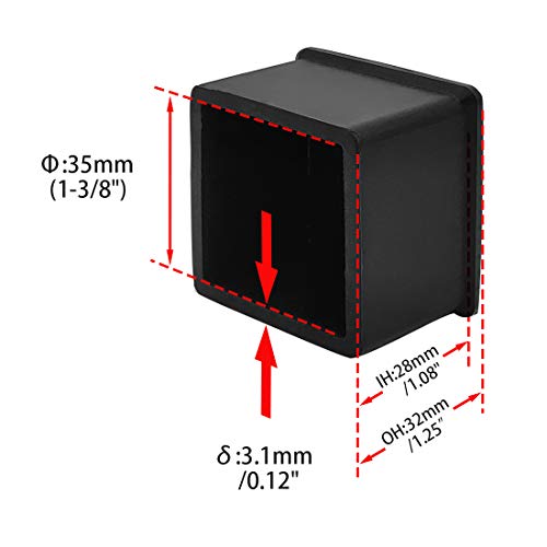 Flyshop Tapas para patas de silla, fundas de mesa de muebles, protectores cuadrados de goma antideslizantes para patas de silla, 4 unidades, 35 * 35mm