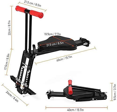 FLYTYSD Asiento De Bicicleta para Niños,Sillas De Bicicletas Infantil Delantero,Seguridad Portaniños para Bicicleta con Pedales Y Respaldo, para Niños De 2-6 Años, 40X9.5Cm