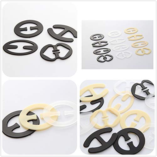 FLZONE Clips 18 Piezas Mujer Sujetador Clips, ocultación de Las Correas del Sujetador Clips Antideslizantes(Transparente, Negro, Tono de Piel) 4 Estilos