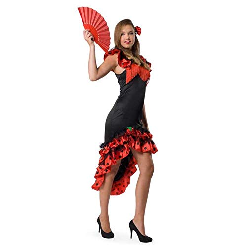 Folat - Traje de Flamenca español para Mujer - Roja & Negro - Talla S-M