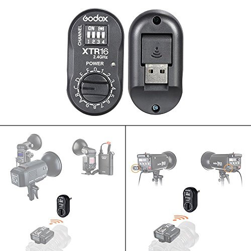 Fomito - Godox XTR-16 - Mando receptor de flash inalámbrico de 2,4 G para transmisor disparador X1C X1N XT-16 y flash de estudio de la serie AD360 AD180, DE, DP, QT, QS, Gemini GS, GT, Quicker, Quicker D