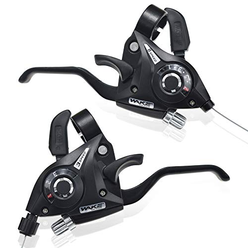 FOMTOR Juego de palanca de cambios de bicicleta de montaña de 24 velocidades, palanca de freno izquierda derecha con cables para bicicleta de montaña, bicicleta plegable, freno en V (1 par)