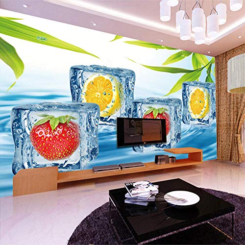 Fondo De Pantalla 3D Custom Photo Wallpaper 3D Stereo Fruit Ice Cubes Mural De Pared Grande Fondo De Pantalla Sala De Estar Tv Telón De Fondo Murales Imágenes Modernas,200 * 140Cm