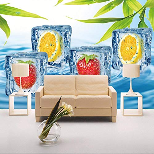 Fondo De Pantalla 3D Custom Photo Wallpaper 3D Stereo Fruit Ice Cubes Mural De Pared Grande Fondo De Pantalla Sala De Estar Tv Telón De Fondo Murales Imágenes Modernas,200 * 140Cm