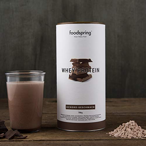 foodspring Proteína Whey, Sabor Chocolate, 750g, Fórmula en polvo alta en proteínas para unos músculos más fuertes, elaborada con leche de pastoreo de primera calidad
