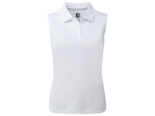 Footjoy Women´s Interlock Sleeveless Shirt Polo, Mujer, Blanco, X-Small (Tamaño del Fabricante:XS)