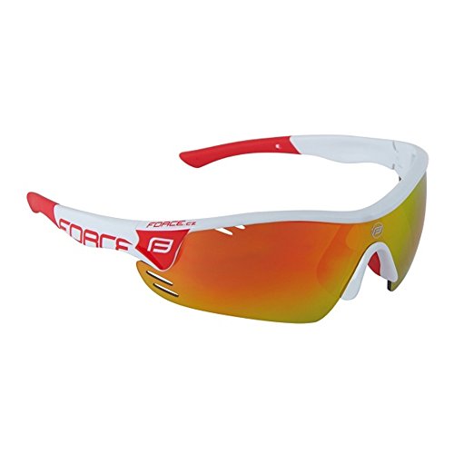 Force Profesional Ciclismo Gafas Race Pro, Bicicleta Gafas, Blanco y Rojo