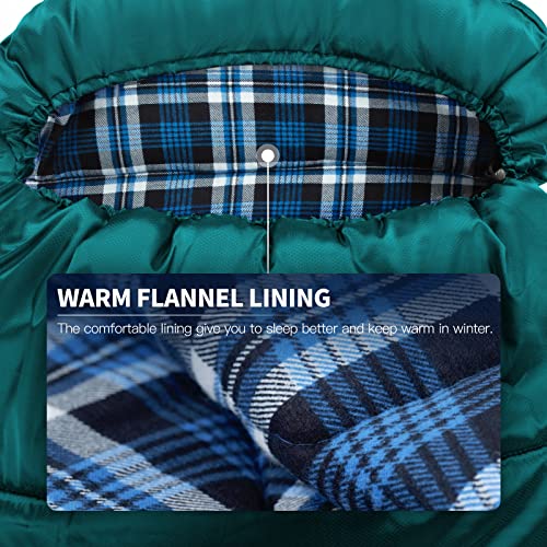 Forceatt Saco de Dormir, -8°C- 10°C Saco de Dormir Invierno de Franela para Adultos, Sacos de Dormir 0 Grados Resistentes al Agua Ideal para Mochileros, Cámping, Actividades de Interior y Exterior.