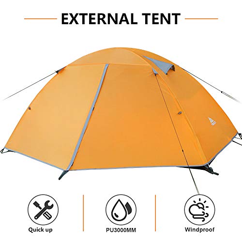 Forceatt Tienda De Campaña 2 Personas, con 100% A Prueba De UV/Viento/Impermeable, Tienda de Techo de Doble Capa Portátil Ultraligera, para Trekking, Camping, Playa, Aventura Etc