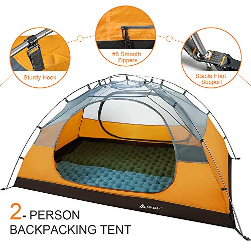 Forceatt Tienda De Campaña 2 Personas, con 100% A Prueba De UV/Viento/Impermeable, Tienda de Techo de Doble Capa Portátil Ultraligera, para Trekking, Camping, Playa, Aventura Etc