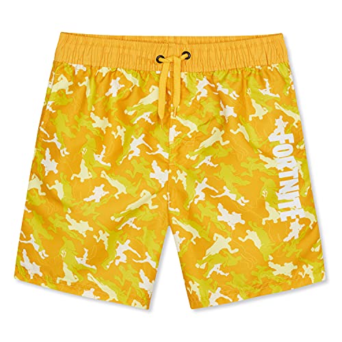 Fortnite Bañador Niño, Pantalones Cortos Niño con Estampado Camuflaje, Bermudas Niño para Playa Piscina, Bañadores Niño de Secado Rapido, Regalos para Niños y Adolescentes (Amarillo, 9-10 años)