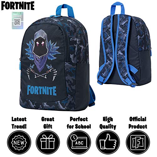 Fortnite Mochilas Escolares Juveniles, Mochila Escolar Estampado Fortnite Raven Para Niños, Mochila Negra Gran Capacidad Colegio Viaje Deporte, Regalos Para Niños Niñas Adolescentes (Azul Raven)