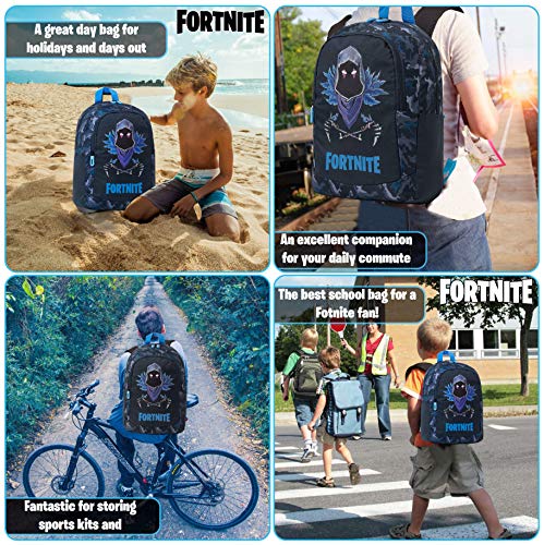 Fortnite Mochilas Escolares Juveniles, Mochila Escolar Estampado Fortnite Raven Para Niños, Mochila Negra Gran Capacidad Colegio Viaje Deporte, Regalos Para Niños Niñas Adolescentes (Azul Raven)