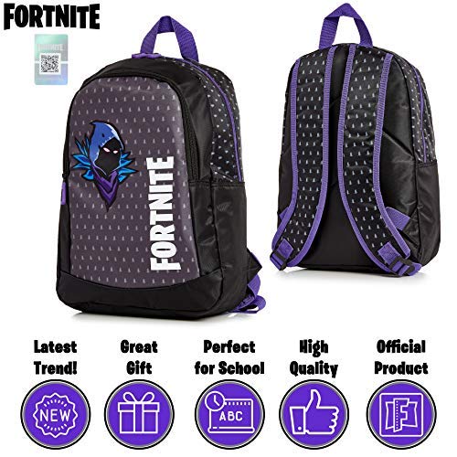 Fortnite Mochilas Escolares Juveniles, Mochila Escolar Estampado Raven Para Niños, Mochila Negra Gran Capacidad Colegio Viaje Deporte, Regalos Para Niños Niñas Adolescentes (Negro/MoradoRaven)