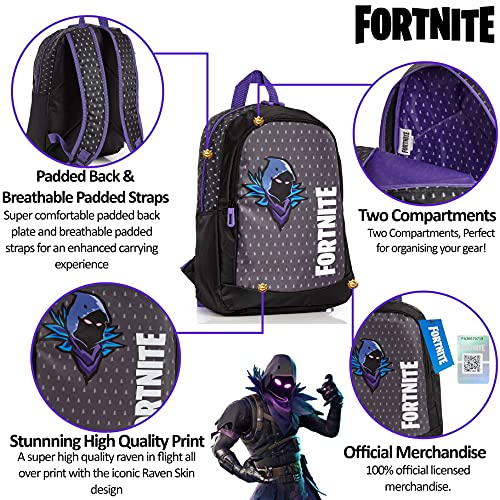 Fortnite Mochilas Escolares Juveniles, Mochila Escolar Estampado Raven Para Niños, Mochila Negra Gran Capacidad Colegio Viaje Deporte, Regalos Para Niños Niñas Adolescentes (Negro/MoradoRaven)